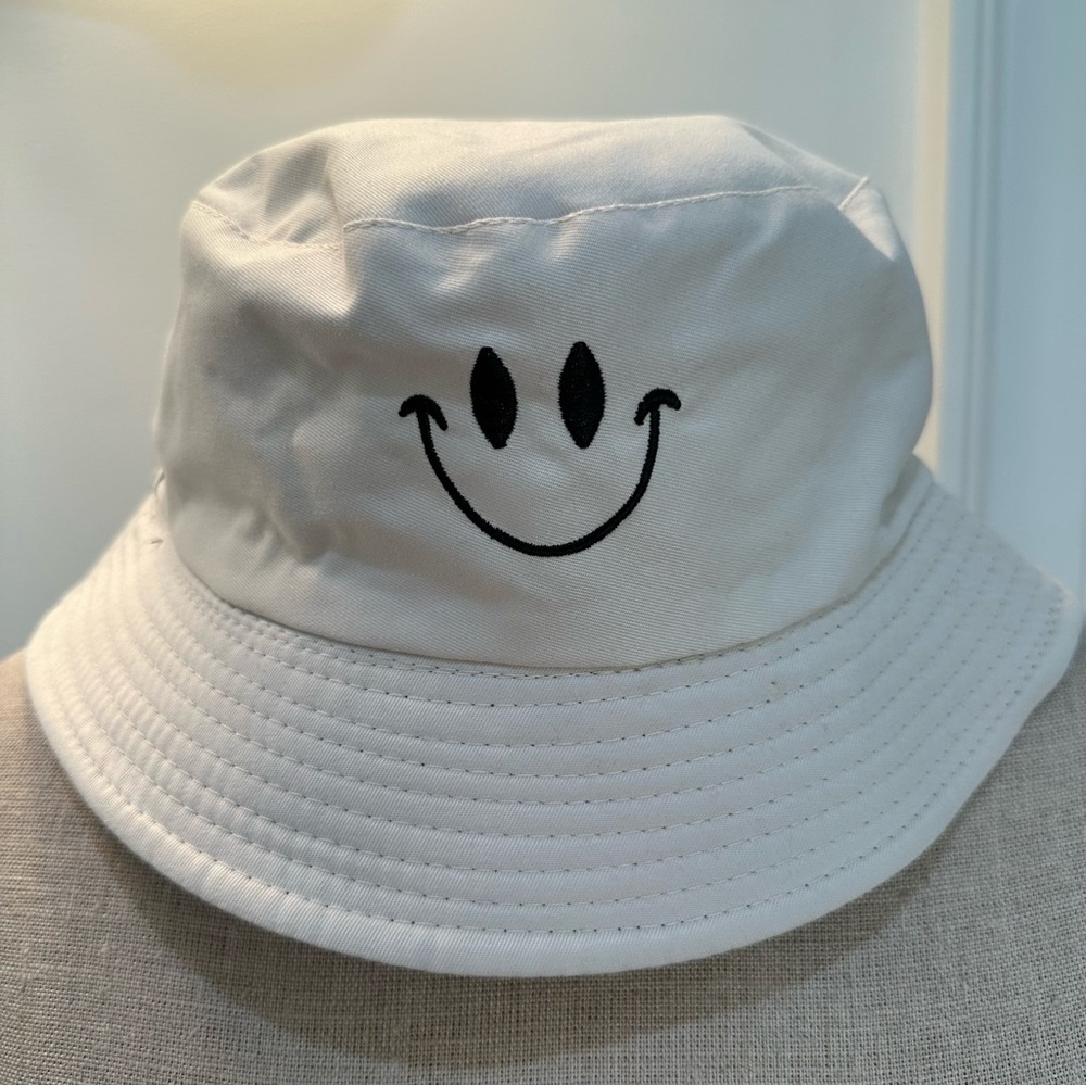 Black and White Smiley Face Reversible Bucket Hat